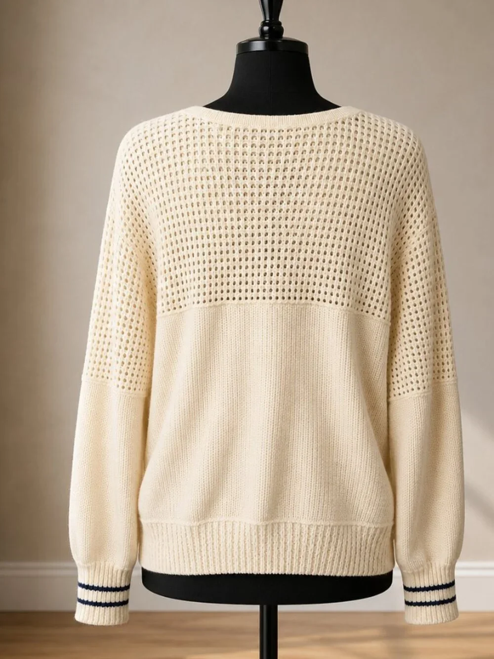 Free People Geo Party Waffle Open Knit Pullover Oversized Sweater SP